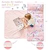 Lasoftan Toddler Nap Mat with Pillow and Blanket, Extra Large Rolled Napping Mats, Toddler Nap Mat for Boys Girls,Kids Sleeping Mat for Daycare, Preschool Travel Camping, Unicorn #3