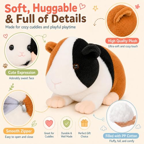 Image of Guinea Pig Plush with 4 Babies, 19.7 inch Stuffed Animal Family Set