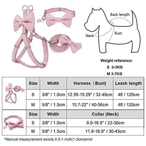 YINGNBH Leash Hond Harnas Lijn Kraag Set Verstelbare Zachte Leuke Bow Dubbellaags Hond Harnas voor Kleine Medium Pet… - Image 8