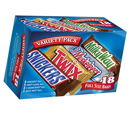 SNICKERS, TWIX, 3 MUSKETEERS & MILKY WAY Full Size Chocolate Candy Bars Variety Mix, 33.31-Ounce 18 ct Box - 1 Pack