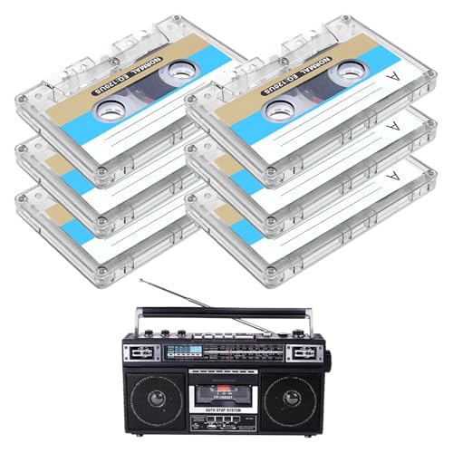 Blank Cassette Tapes 90min 6 Pcs Blank Cassette Tapes for Recording Blank Tapes for Recording 90 Min Recording Time Cassette Tapes Blank for Car Stereo Systems and Other Devices