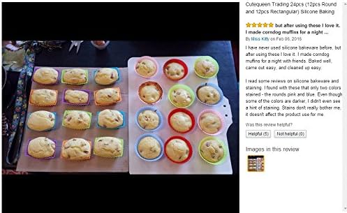Cutequeen Trading 24pcs (12pcs Round and 12pcs Rectangular) Silicone Baking Cups / Cupcake Liners - 24-pack Vibrant Muffin Molds in Storage Container - Never Buy Paper Cups Again(pack of 24)