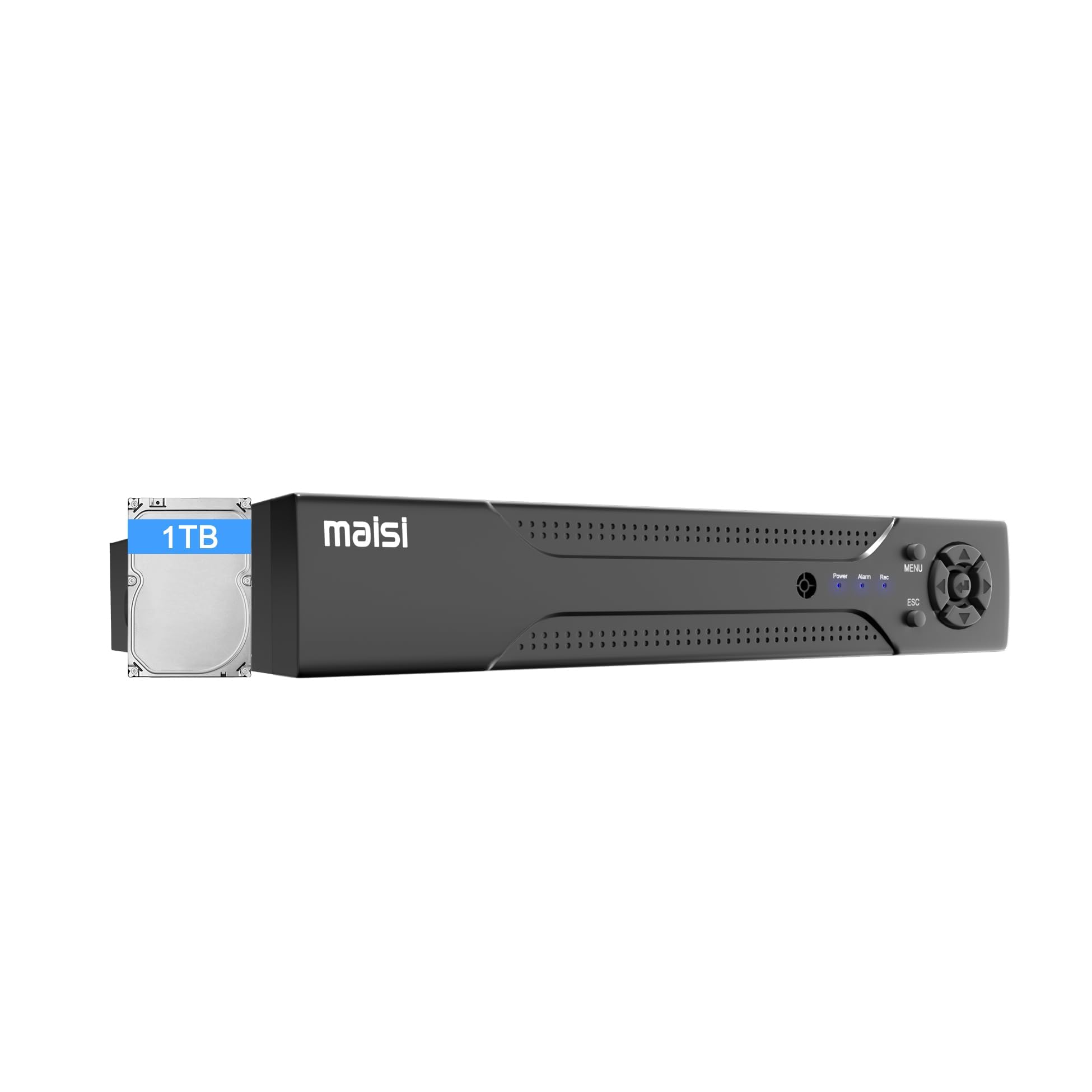 maisi 1080p 4 Channel DVR Recorder with 1TB Hard Drive for CCTV Camera System, Support AHD/CVI/TVI/IP/CVBS(Analog) Cameras, Motion Detection, APP Remote Viewing, USB Backup