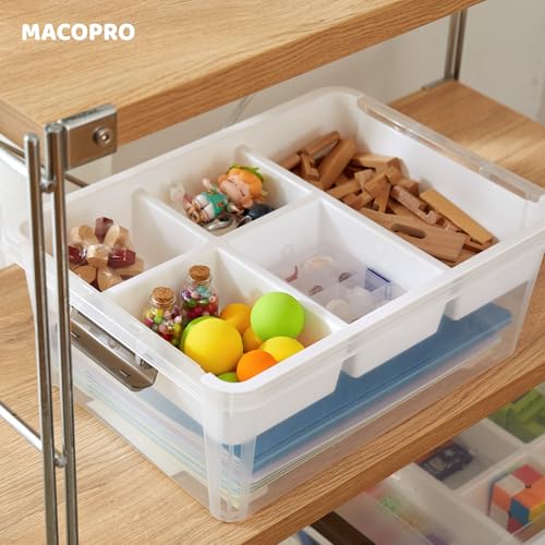 17 QT Plastic Storage Box with Removable Tray Craft Organizers and Storage Clear Storage Container for Organizing Bead, Tool, Sewing, Playdoh (White, 1Pack-17QT) - Image 5