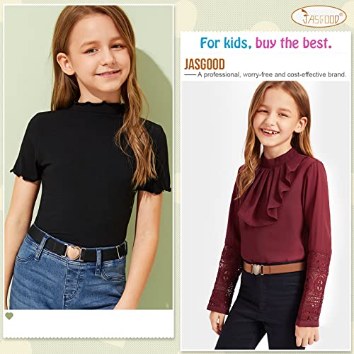 JASGOOD Elastic Belts for Toddler Kids Adjustable Boys Girls Teens Stretch Belts with Heart Buckle for Back to School2