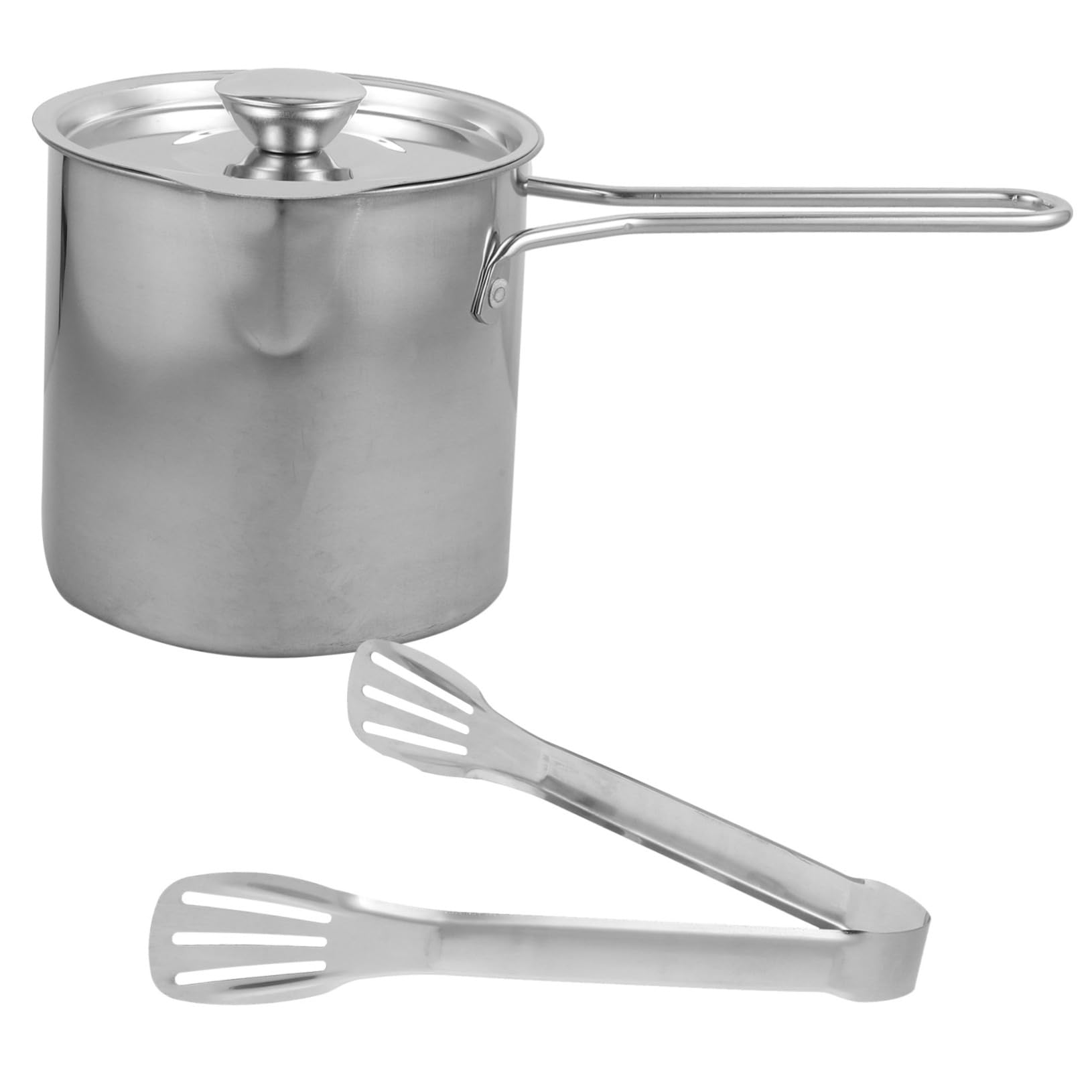 DIYEAH 1Set Stainless Steel Deep Fryer Pot Household Frying Pot with Nonstick Surface and Food Tong Kitchen Cooking Tool with Strainer for Efficient Frying