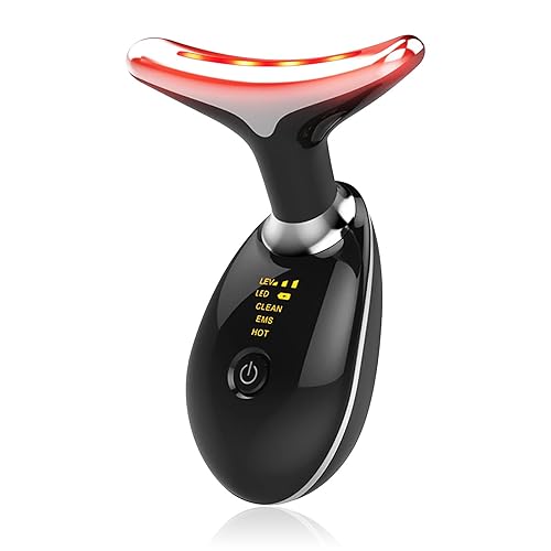 LXRX 7-Color Led Beauty Device for Face&Neck, 3-Mode Face Massager Tool, Skin Care Facial Massager, Black