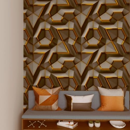 Trellis Design Wallpaper | Elegant and Geometric Wall Decor with Textured Finish | Peel-and-Stick and Traditional Options for Living Rooms, Offices, and Accent Walls (Brown - 1000 x 45 cm - 45 sqft)