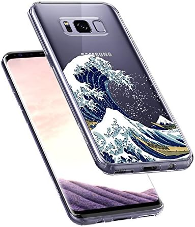 Galaxy S8 Case, Galaxy S8 Clear Case, MOSNOVO Tokyo Wave Pattern Clear Design Printed Transparent Plastic Hard Back Phone Case with TPU Bumper Protective Case Cover for Samsung Galaxy S8 (2017)