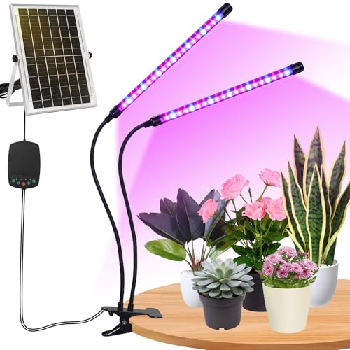 Auzev Solar Plant Grow Light Solar Clip On LED Growing Lamps for Indoor Plants Growth, with 16.4FT...