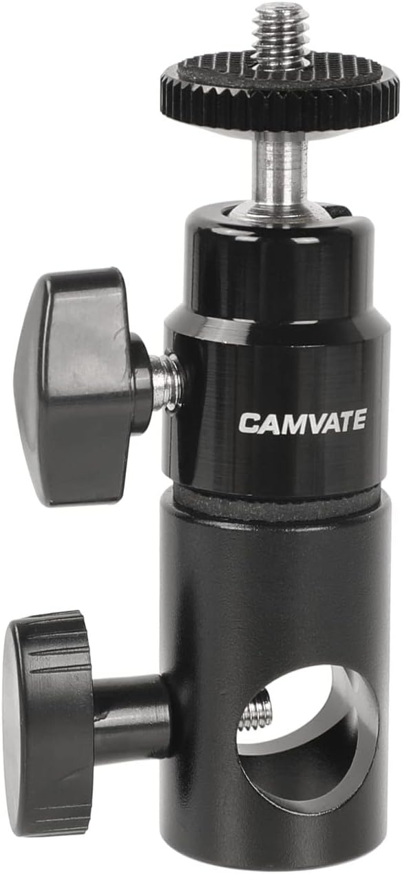 CAMVATE Light Stand Mount Articulated 1/4''-20 Mini Ball Head for Monitor/LED Light - 1952