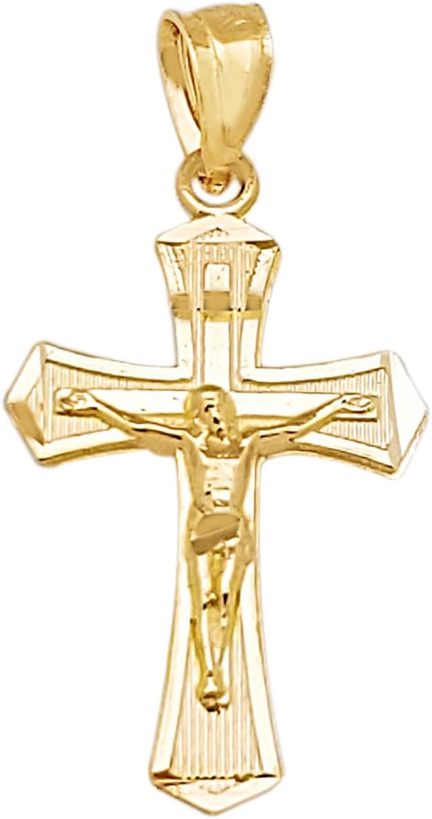 10K Yellow Gold Crucifix Pendant Gold Cross Charm