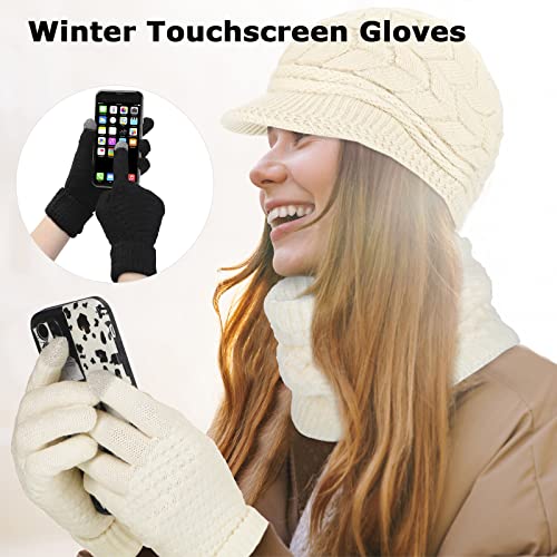 Handepo 12 Pieces Winter Hat Gloves Scarf Set Homeless Snow Ski Knit Caps Touch Screen Mittens4