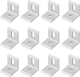 12 Pcs Slotted Inside L Corner Brace Angle Bracket Fastener for 3030 Series Aluminum Extrusion Profile, Size:30mmx30mmx27mm