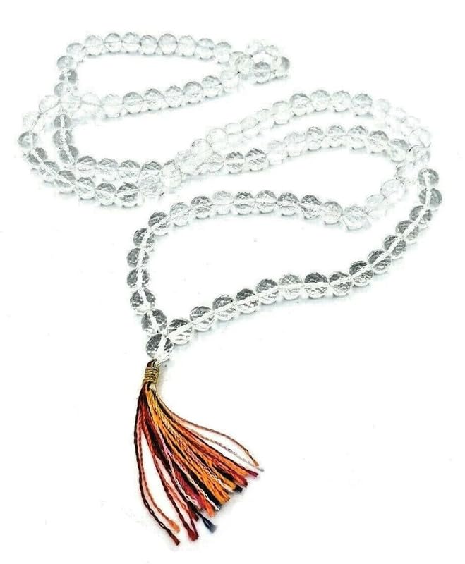 Collar de cuarzo esférico AAA natural, piedra preciosa 108, cuentas de mala, cuentas geométricas facetadas, collar de cuentas de rosario cortadas a mano