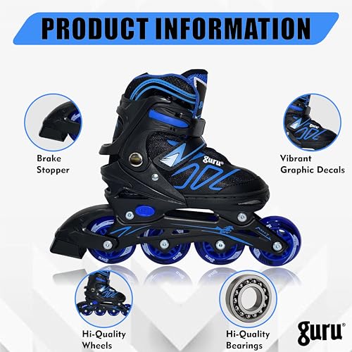 Image of GURU Inline Skates, Inline Skates Wheels for Kids & Adults Medium Size in-line Skates