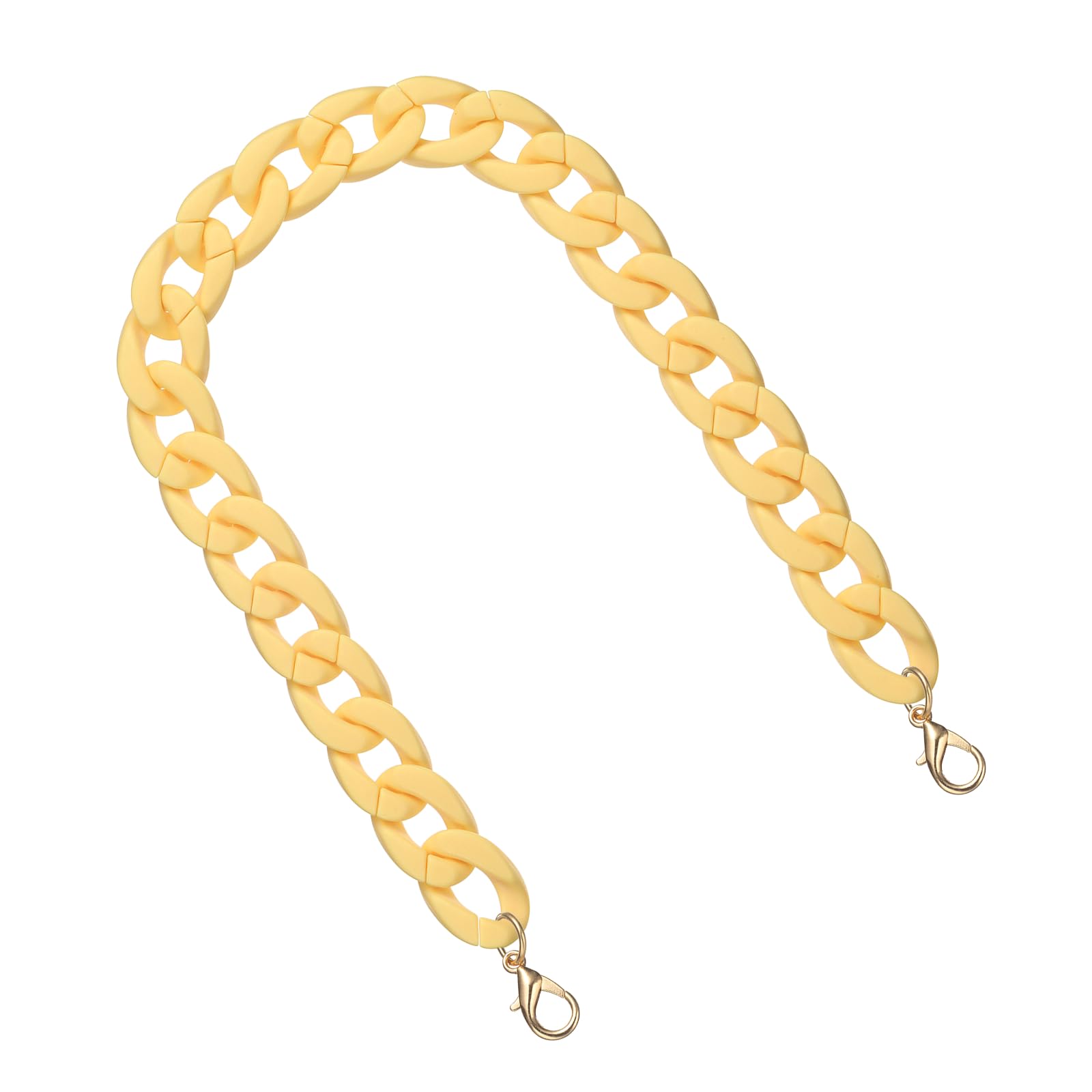 sourcing map Acrylic Purse Strap, 17.7" Matte Handbag Strap Chain Replacement Bag Handle Extender Straps Purse Shoulder Chains Accessories for Purse Bag DIY Crafts, Yellow