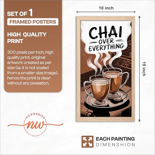 Image of NoWorries Wall art framed painting food posters for cafe decor (Synthetic wood frame) inch300 GSM premium art HD prints inch Wall painting for Home & Kitchen Decor (Pattern illustration)( Set of 1, Framed Painting) (NATURAL, ART-12, 10X19INCHES)