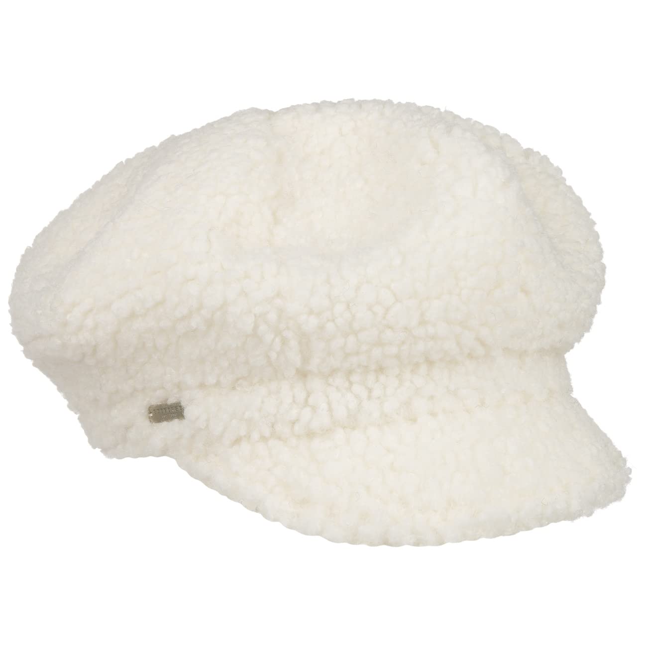 Seeberger Teddy Fur Newsboy Cap Women - Winter Women´s Baker boy hat with Peak, Lining Autumn-Winter - One Size White