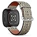 CJBROES Replacement Leather Watch Band, Compatible with Fitbit Versa 3 and Fitbit Sense of Wristband Bracelet Accessory - Jumper Knitting