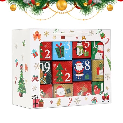 Kustimantu Scatole vuote per calendario 'Avvento | Contenitore di carta multifunzione – Scatola vuota per conto alla rovescia da riempire – Per ragazze bambini coppie piccoli giocattoli caramelle