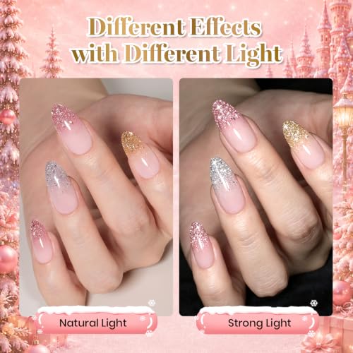 Image of Beetles Christmas Gel Nail Polish Set, 6 Colors Glitter Red Green Gold