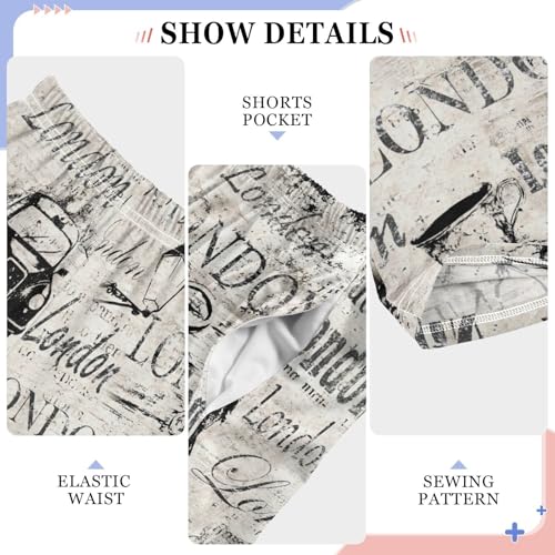 ZZXXB Retro London Pattern Boys Long Pants Soft Trousers Elastic Waist Kids Lounge Bottoms with Pockets S-XL4