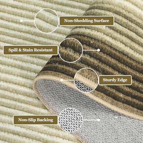 GarveeHome Entryway Bathroom 2x6 Runner Rug Modern Bordered Washable Rug 2x6 Runner Kitchen Rug for Hallway Non-Slip Low-Pile Soft Runner Carpet for Bedroom Laundry Room, Brown