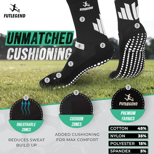 Men's Soccer Socks with Grips, Cushion Zones & Arch Support Bands for Women & Men (US 8-11)3