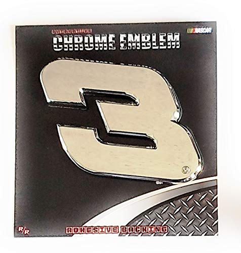 Dale Earnhardt Sr Senior #3 Premium Raised Silver Chrome Color Auto Emblem Decal Nascar Racing