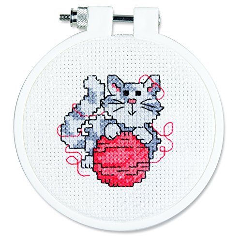 Image of Kitten Mini Counted Cross Stitch Kit-3 inch Round 14 Count