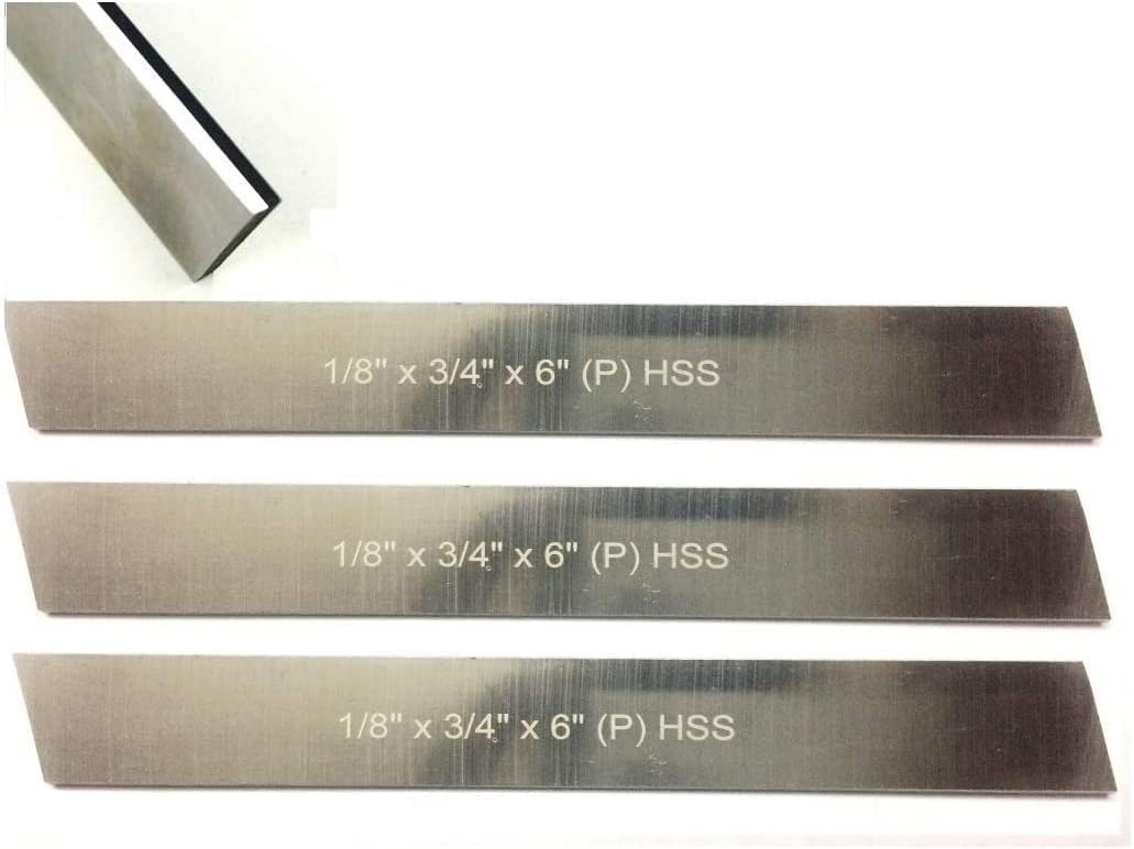 Set of 3 HSS Trapezoid Blades 1/8"x 3/4" (Wide) x 6" (Long) for Lathe Parting Cut off & Tool Holders-Hard & Ground