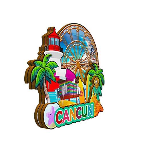 Imán Decorativo de Madera 3D Cancún Quintana Roo México miniatura 2