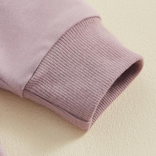 Kleinkind Baby Junge Mädchen Outfits Aunties Little Bestie Lustige Buchstaben Sweatshirt Pullover Langarm Tops Jogger Hosen Zweiteiliges Babykleidungsset (Lila, 0-6 Months)