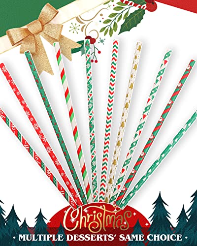 10 Christmas Pattern Paper Straws For Drinking Christmas Disposable Straws 150Pcs Biodegradable Disposable Straws Bulk Qiqee #TOP2