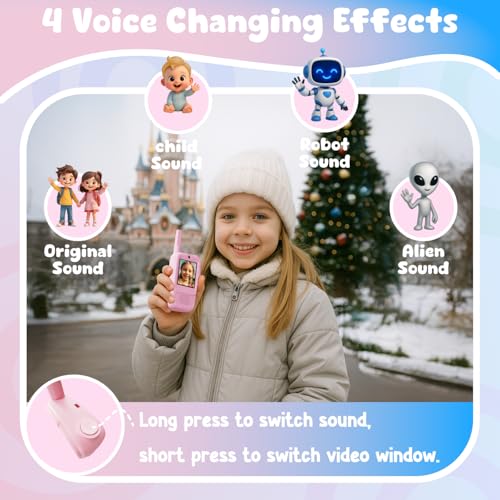 Image of Video Walkie Talkies for Kids, 2 Pack Rechargeable Walkie Talkies with Screen, Indoor Outdoor Toy for 3 4 5 6 7 8 9 10 Year Old Girl, Christmas Birthday Gifts for Girls Age 3-12 (Pink)
