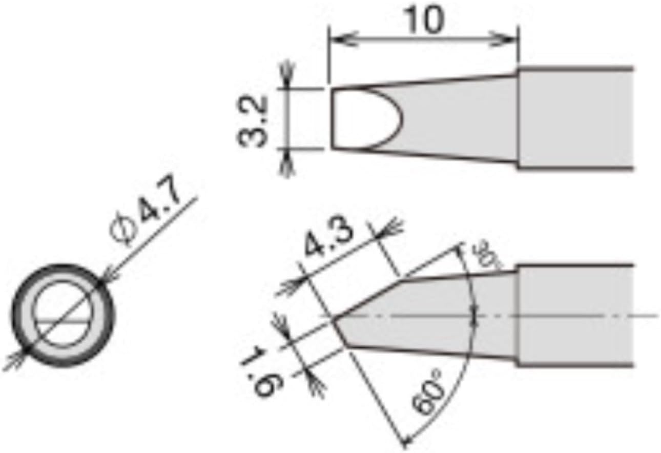 Taiyo Electric Corporation RX-80HRT-3.2RA Replacement Iron Tip, 3.2 Right Angle, Made in Japan