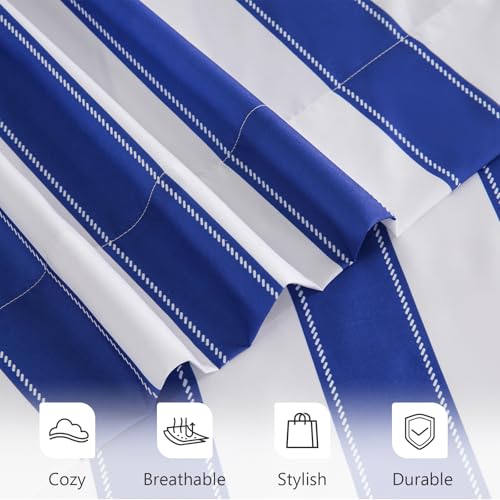 Image of MCO 4Pieces Striped Sheets Set, Breathable Queen Sheet Set with 16 inch Deep Pocket,Modern & Luxury, Brushed Microfiber Bedding Set(Queen, Navy Blue)