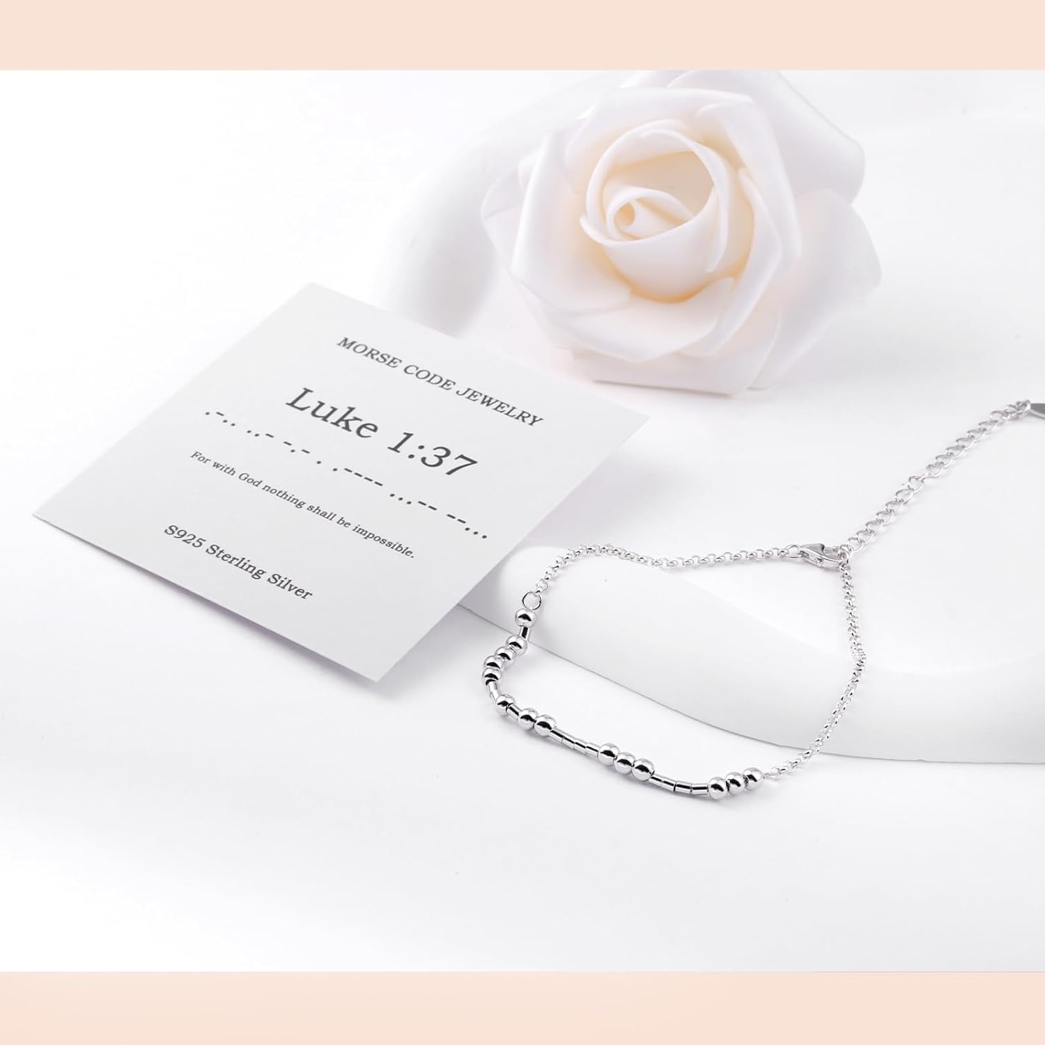 Morse Code Bracelets for Women - 925 Sterling Sliver Christian Bible Verse Morse Code Bracelets Scripture Braceles Adjustable Inspirational Faith Jewelry Religious Christian Gifts for Women Daughter - Image 3