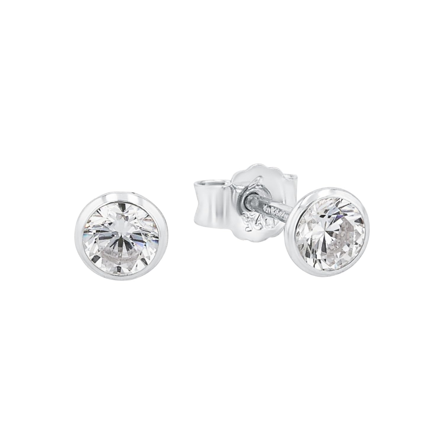 Amor Stud Earrings 925 Sterling Silver Ladies Earrings, With Cubic Zirconia Synth, 0.4 Cm, Silver, Comes In Jewelry Gift Box, 9062263