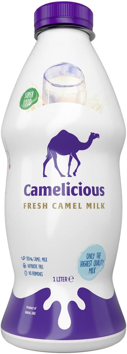 Camelicious Camel Milk 1Litre, 100% Natural, Pasteurized, Whole, Unflavored, Bottle