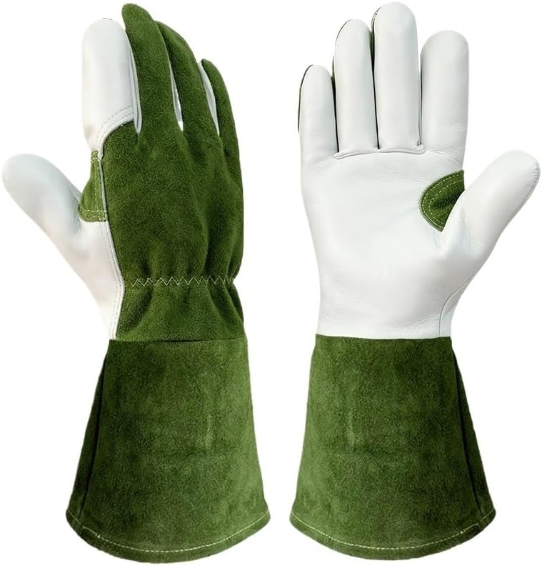 Professional Rose Pruning Gardening Gloves, Welding Leather With Forearm Protection For Men And Women