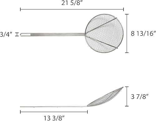 Miniatura 7 de Skimmer redondo de alambre de 8 pulgadas de longitud de mango de 13 pulgadas niquelado - Utensilios de cocina Colador de alimentos Cuchara para
