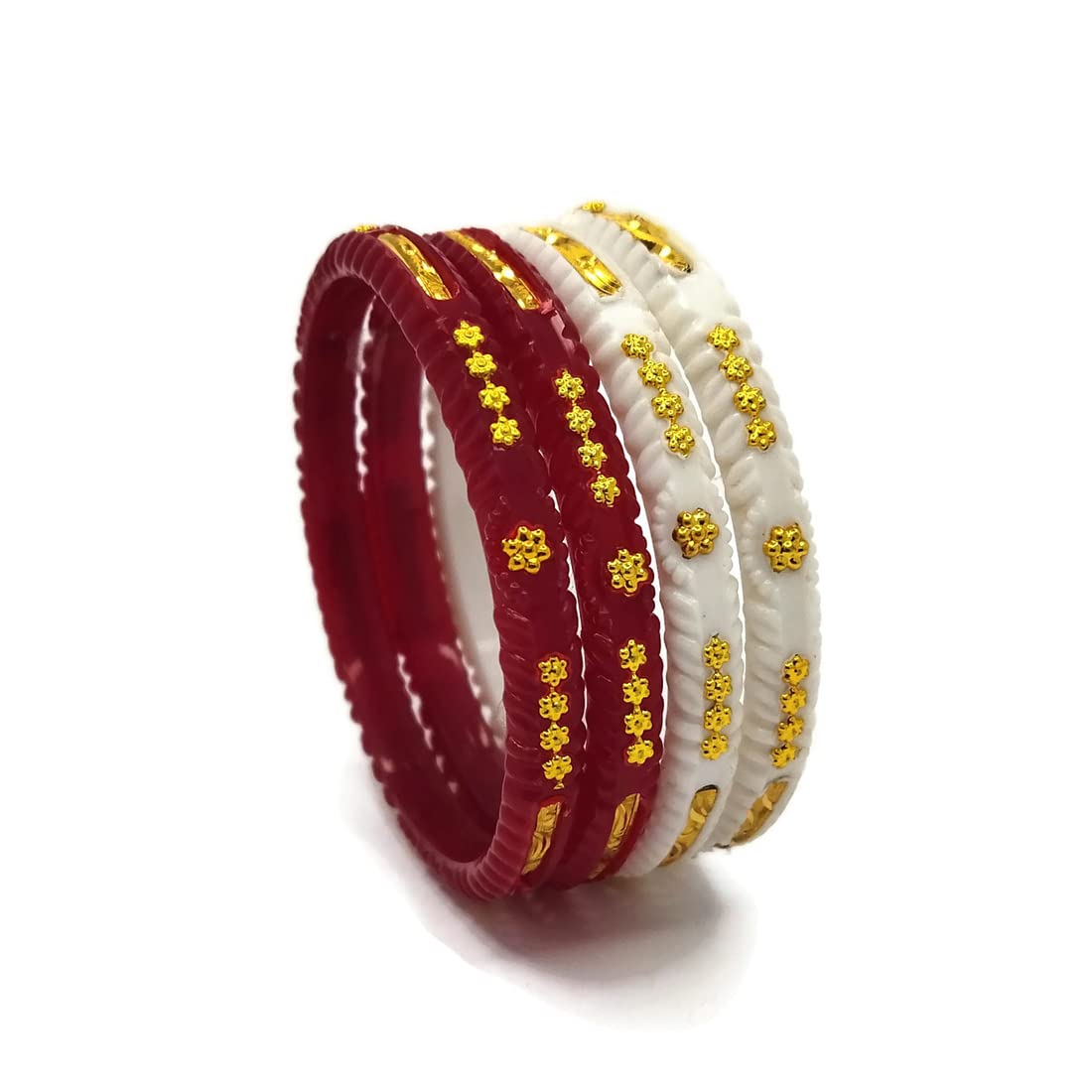 Tanvi J Acrylic Gold Plated and Shakha Pola Bangle Set for Women (Set of 4) (2-6) (B09YQJKJVL) Amazon Price History, Amazon Price Tracker