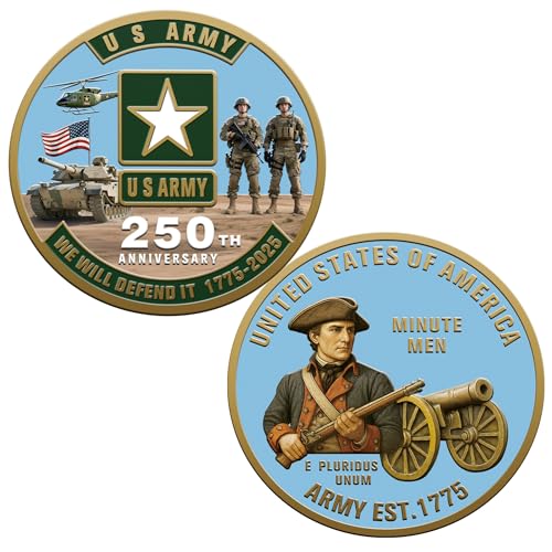 250th Anniversary U.S. Armed Forces Commemorative Coin - Patriotic Military Collectible with Engraved Service Branch Insignia，Patriotic Marine Corps Collectible (Army)