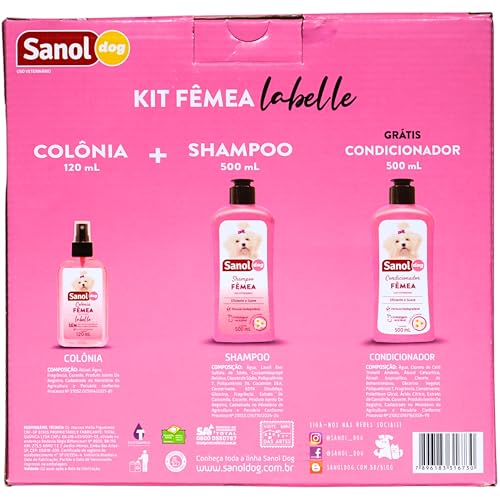 Sanol Dog, Kit de Banho Labelle para cães - Shampoo/Colônia/Ganhe 1 Condicionador