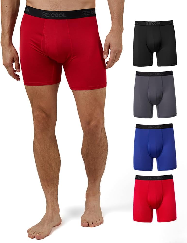 32º DEGREES mens Mens 4-pack Active Mesh Quick Dry Performance Boxer Brief