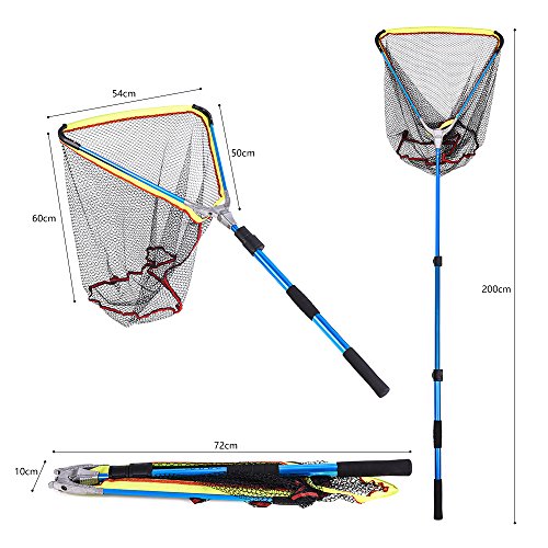 Leo Foldable Collapsible Telescopic Fishing Net Durable Strong Safe Catch and Release Fish Landing Net - Thumbnail 3