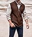 Ryannology Mens Full Zip Up Sweater Vest Knitted Cardigan Slim Fit Casual Warm Sleeveless Outerwear with 2 Pockets Brown
