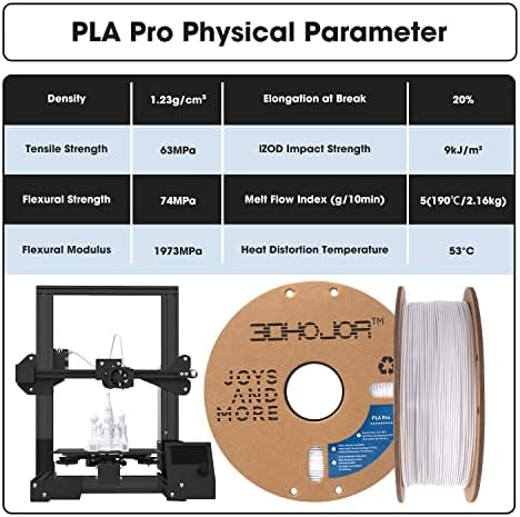 3DHoJor PLA Pro Filament 1.75mm Cold White,3D Printer Filament,1kg Cardboard Spool (2.2lbs), Fit Most FDM 3D Printer - View 6